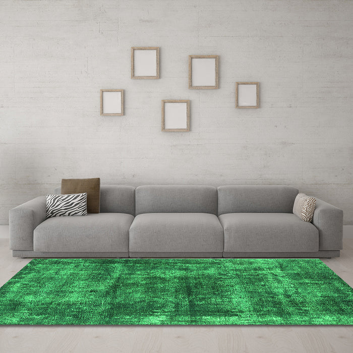 Machine Washable Persian Green Bohemian Area Rugs in a Living Room,, wshurb2257grn