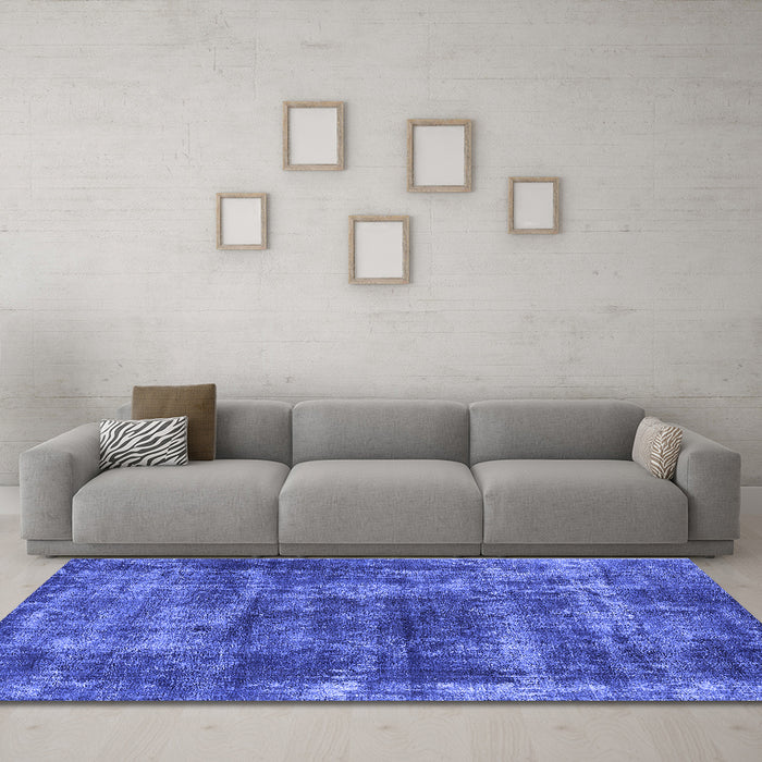 Machine Washable Persian Blue Bohemian Rug in a Living Room, wshurb2257blu