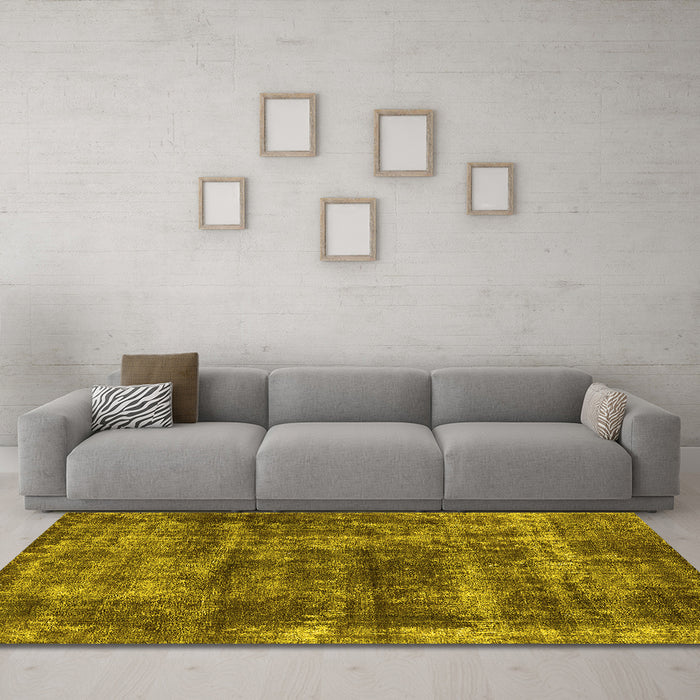 Machine Washable Persian Yellow Bohemian Rug in a Living Room, wshurb2257yw