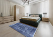 Mid-Century Modern Blue Persian Rug in a Bedroom, urb2257