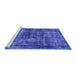 Sideview of Machine Washable Persian Blue Bohemian Rug, wshurb2257blu