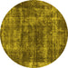 Round Persian Yellow Bohemian Rug, urb2257yw