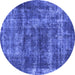 Round Persian Blue Bohemian Rug, urb2257blu