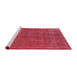 Sideview of Machine Washable Industrial Modern Red Rug, wshurb2258