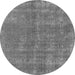 Round Machine Washable Oriental Gray Industrial Rug, wshurb2258gry