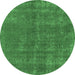 Round Oriental Emerald Green Industrial Rug, urb2258emgrn