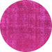 Round Machine Washable Oriental Pink Industrial Rug, wshurb2258pnk