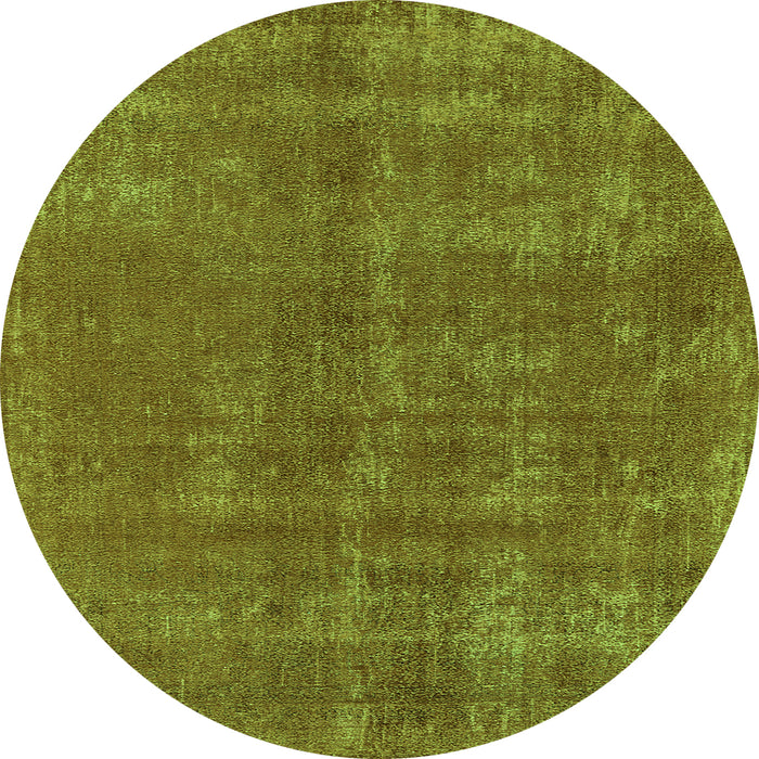 Round Machine Washable Oriental Green Industrial Area Rugs, wshurb2258grn