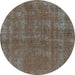 Round Oriental Turquoise Industrial Rug, urb2258turq