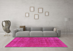 Machine Washable Oriental Pink Industrial Rug in a Living Room, wshurb2258pnk
