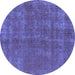 Round Oriental Blue Industrial Rug, urb2258blu