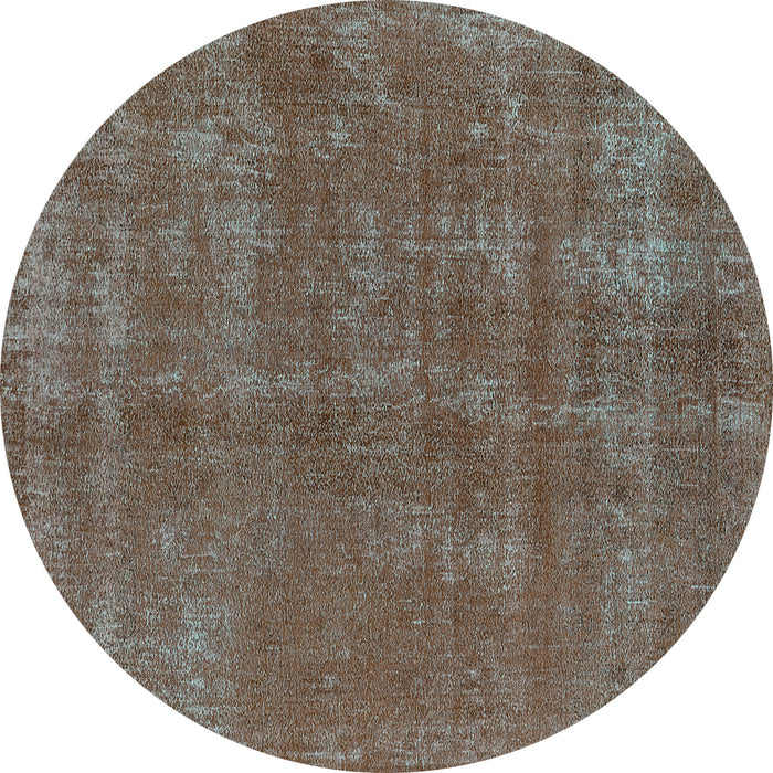 Round Machine Washable Oriental Turquoise Industrial Area Rugs, wshurb2258turq