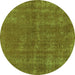 Round Oriental Green Industrial Rug, urb2258grn