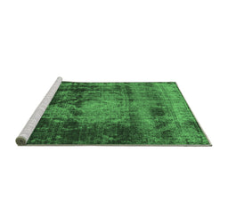 Sideview of Machine Washable Oriental Emerald Green Industrial Area Rugs, wshurb2259emgrn