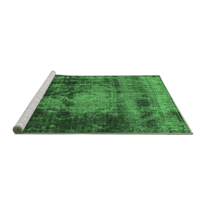 Sideview of Machine Washable Oriental Emerald Green Industrial Area Rugs, wshurb2259emgrn