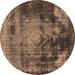 Round Oriental Brown Industrial Rug, urb2259brn