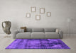 Machine Washable Oriental Purple Industrial Area Rugs in a Living Room, wshurb2259pur