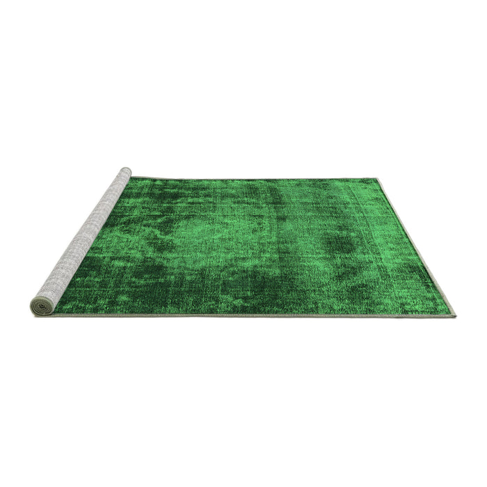 Sideview of Machine Washable Oriental Green Industrial Area Rugs, wshurb2259grn