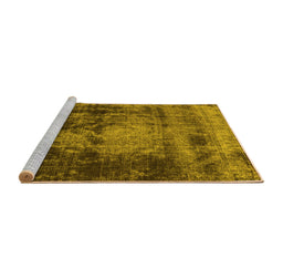 Sideview of Machine Washable Oriental Yellow Industrial Rug, wshurb2259yw