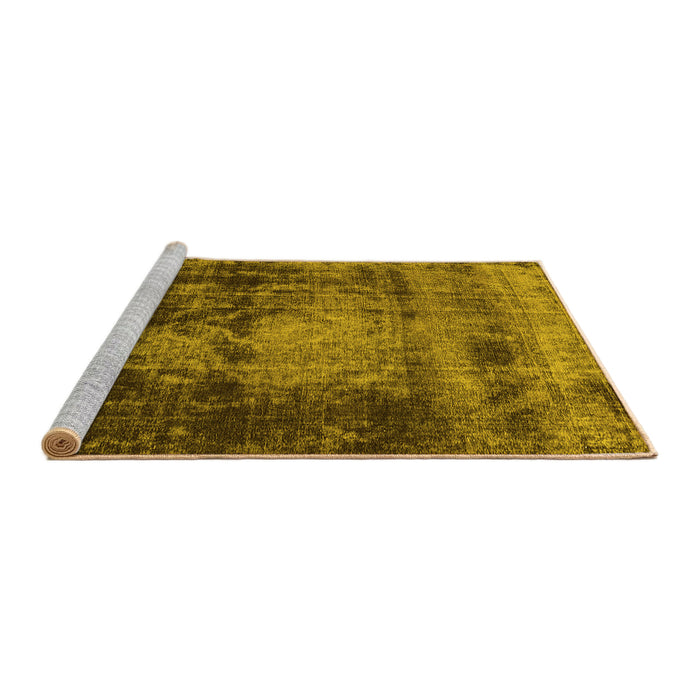 Sideview of Machine Washable Oriental Yellow Industrial Rug, wshurb2259yw
