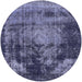 Round Machine Washable Industrial Modern Periwinkle Purple Rug, wshurb2259