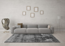 Machine Washable Oriental Gray Industrial Rug in a Living Room,, wshurb2259gry