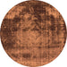 Round Machine Washable Oriental Orange Industrial Area Rugs, wshurb2259org