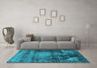 Machine Washable Oriental Turquoise Industrial Area Rugs in a Living Room,, wshurb2259turq