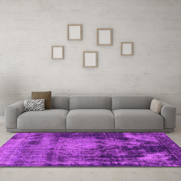 Machine Washable Oriental Pink Industrial Rug in a Living Room, wshurb2259pnk