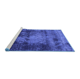 Sideview of Machine Washable Oriental Blue Industrial Rug, wshurb2259blu