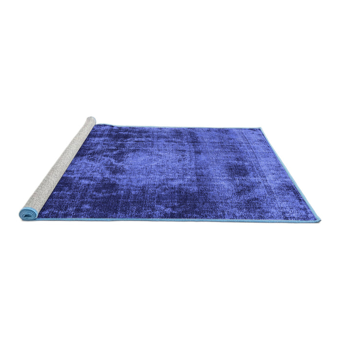 Sideview of Machine Washable Oriental Blue Industrial Rug, wshurb2259blu