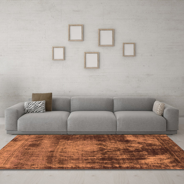 Machine Washable Oriental Orange Industrial Area Rugs in a Living Room, wshurb2259org