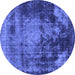 Round Oriental Blue Industrial Rug, urb2259blu