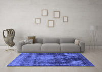 Machine Washable Oriental Blue Industrial Rug, wshurb2259blu