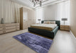 Mid-Century Modern Purple Oriental Rug in a Bedroom, urb2259