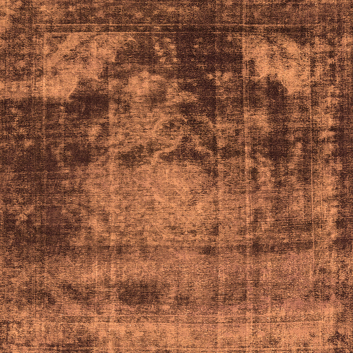 Square Machine Washable Oriental Orange Industrial Area Rugs, wshurb2259org