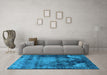 Machine Washable Oriental Light Blue Industrial Rug in a Living Room, wshurb2259lblu