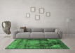 Machine Washable Oriental Emerald Green Industrial Area Rugs in a Living Room,, wshurb2259emgrn