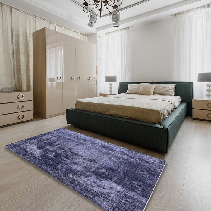 Machine Washable Industrial Modern Periwinkle Purple Rug in a Bedroom, wshurb2259