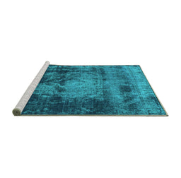 Sideview of Machine Washable Oriental Turquoise Industrial Area Rugs, wshurb2259turq