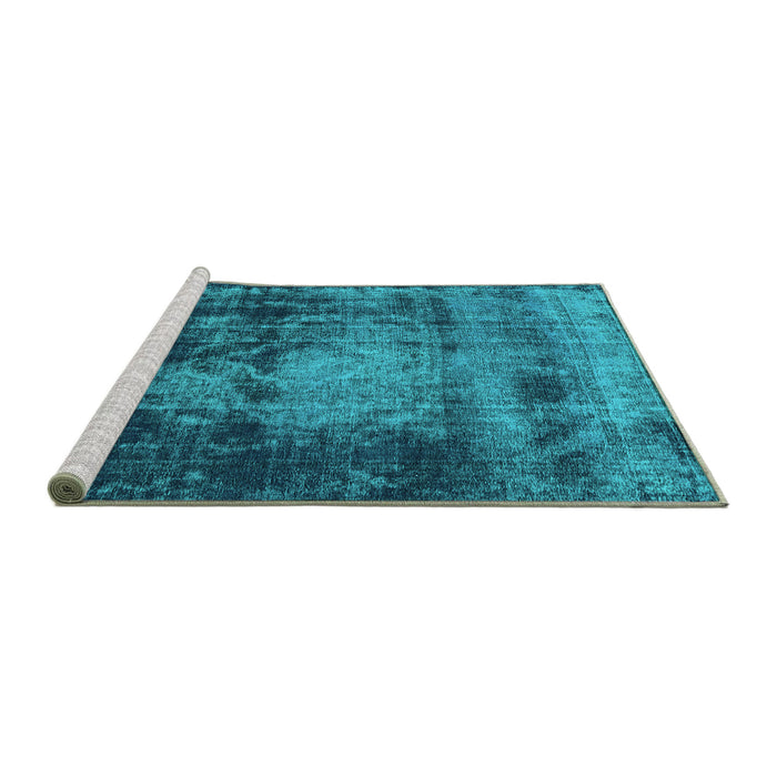 Sideview of Machine Washable Oriental Turquoise Industrial Area Rugs, wshurb2259turq