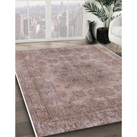 Mid-Century Modern Khaki Rose Pink Oriental Rug, urb2260