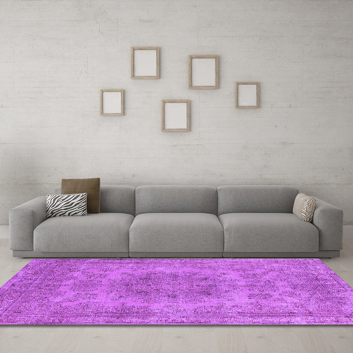 Machine Washable Oriental Purple Industrial Area Rugs in a Living Room, wshurb2260pur