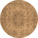 Round Oriental Brown Industrial Rug, urb2260brn