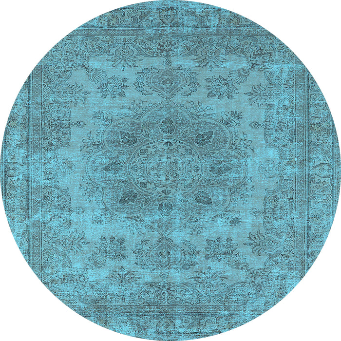Round Oriental Light Blue Industrial Rug, urb2260lblu