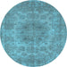 Round Oriental Light Blue Industrial Rug, urb2260lblu