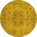 Round Oriental Yellow Industrial Rug, urb2260yw