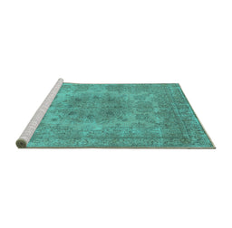 Sideview of Machine Washable Oriental Turquoise Industrial Area Rugs, wshurb2260turq