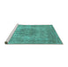 Sideview of Machine Washable Oriental Turquoise Industrial Area Rugs, wshurb2260turq