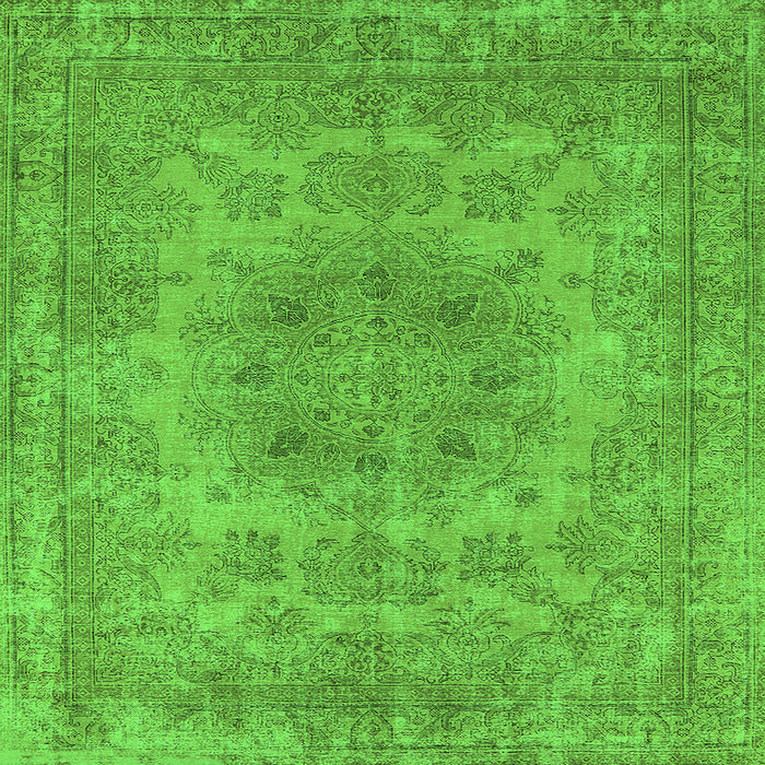 Square Machine Washable Oriental Green Industrial Area Rugs, wshurb2260grn